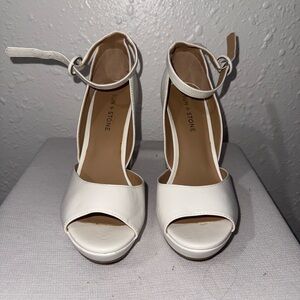 Sun + Stone Cream Peep-Toe Heels